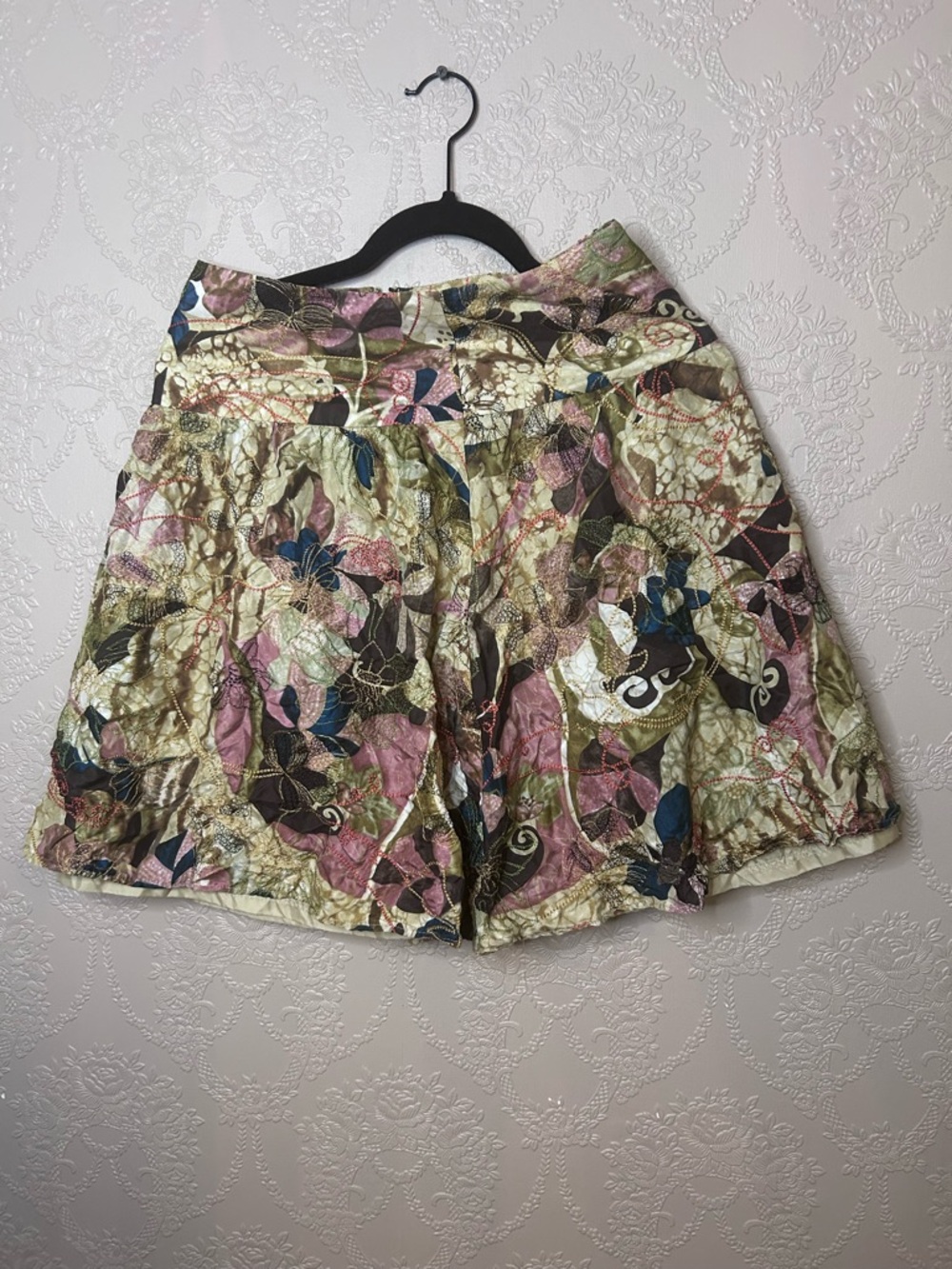 Chico's Floral Mini Skirt in Pink, Green & Blue